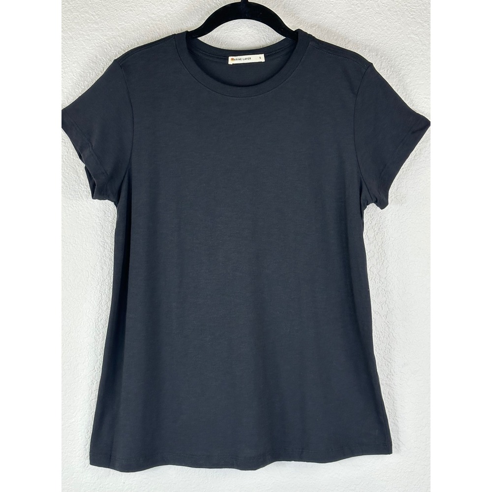 Marine Layer Swing Crew Tee Black Supima Cotton Modal Soft Drapey Small